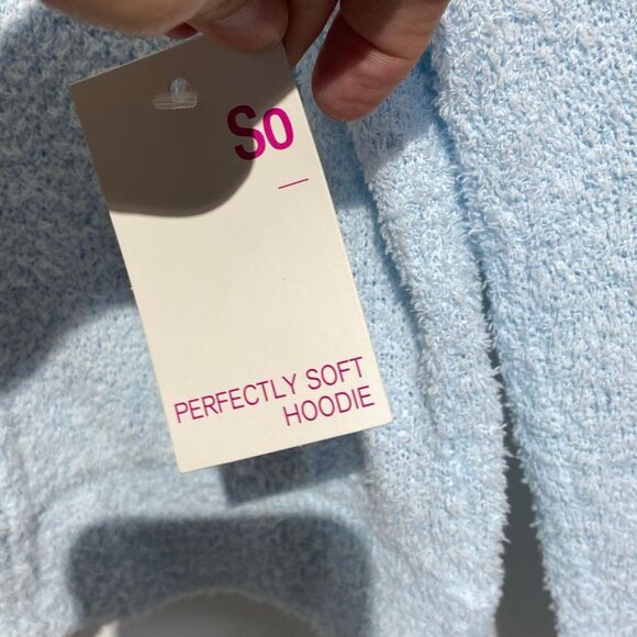 So Women's Light Blue Cozy Perfectly Soft Knit Full Zip Hoodie Size Small NWT - Picture 6 of 10